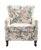 Raimund Farmhouse Floral Wingback Upholstered Armchair
