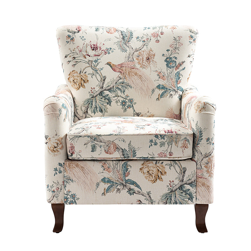 Raimund Farmhouse Floral Wingback Upholstered Armchair