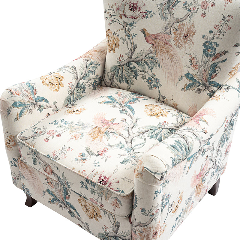 Raimund Farmhouse Floral Wingback Upholstered Armchair
