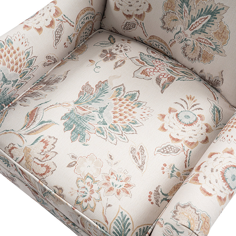 Raimund Farmhouse Floral Wingback Upholstered Armchair