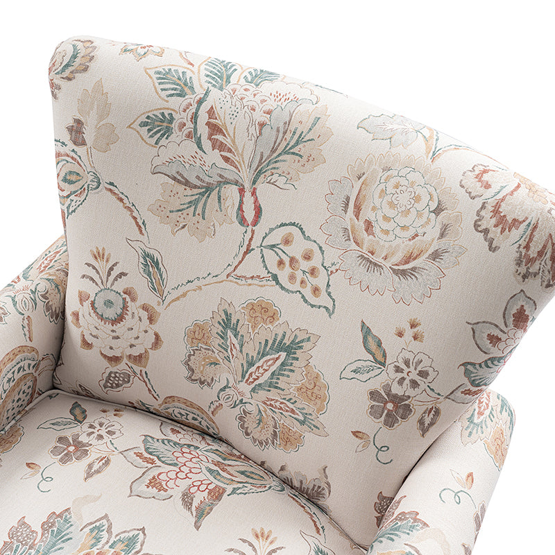 Raimund Farmhouse Floral Wingback Upholstered Armchair