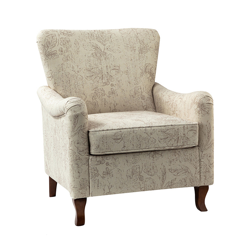 Raimund Farmhouse Floral Wingback Upholstered Armchair