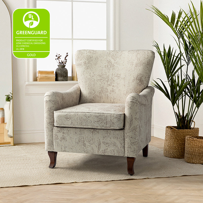 Raimund Farmhouse Floral Wingback Upholstered Armchair