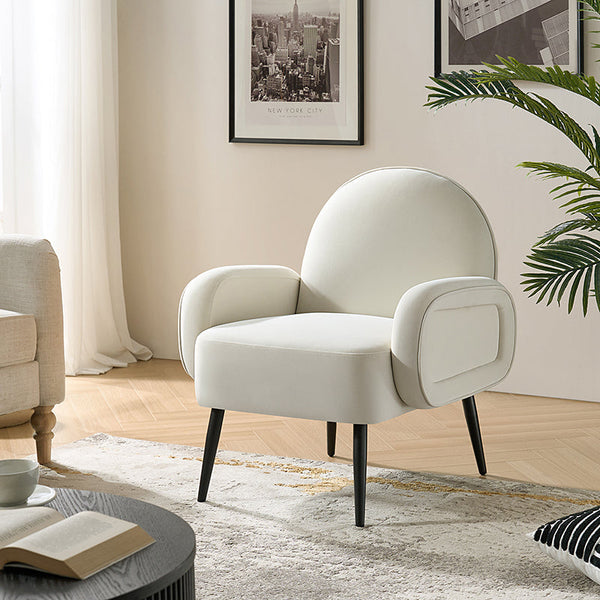 Val Modern Velvet Upholstered Armchair with Adjustable Metal Feet