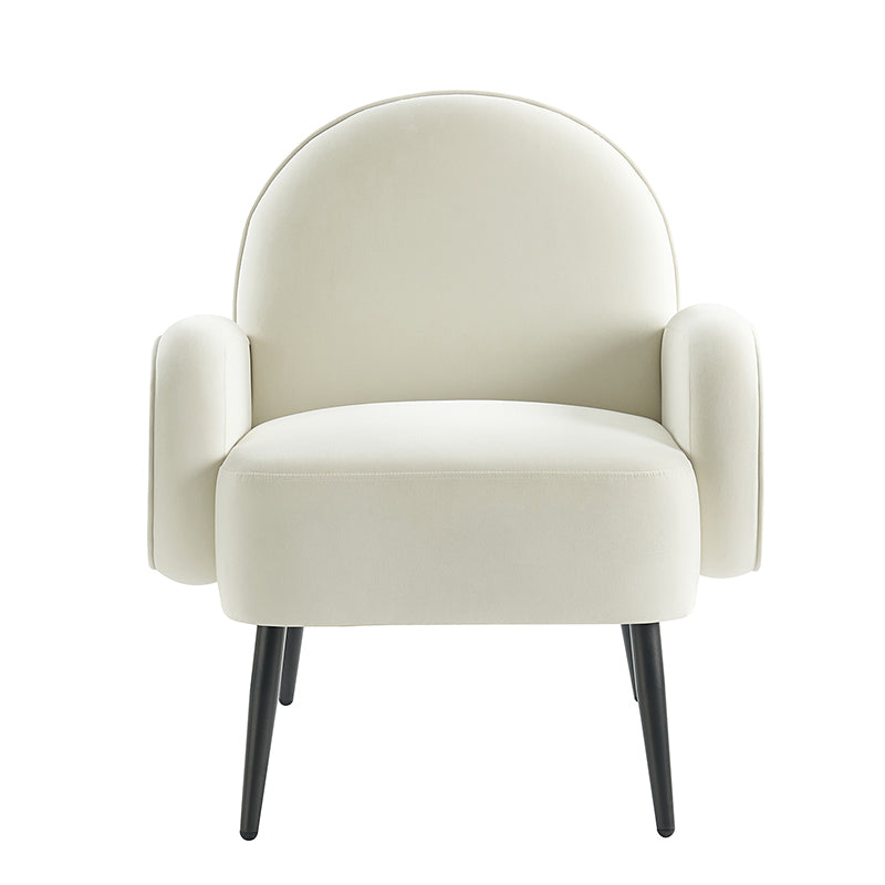 Val Modern Velvet Upholstered Armchair with Adjustable Metal Feet