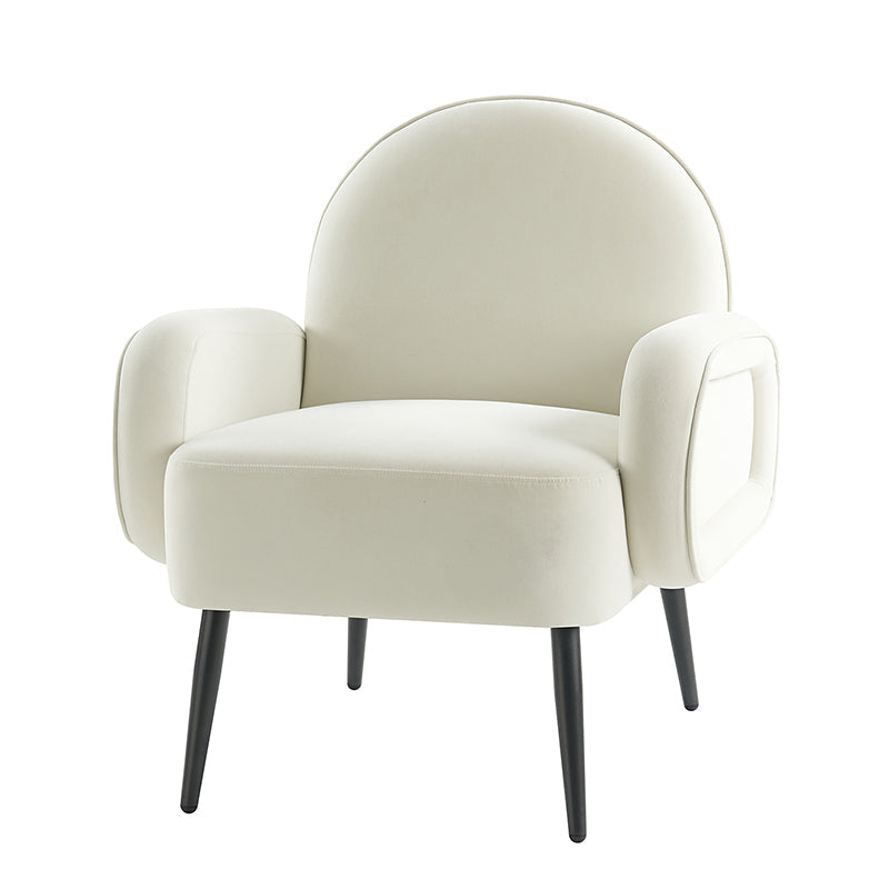 Val Modern Velvet Upholstered Armchair with Adjustable Metal Feet