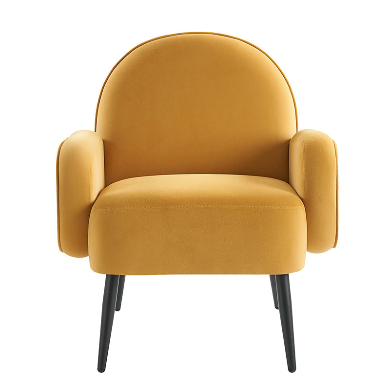 Val Modern Velvet Upholstered Armchair with Adjustable Metal Feet