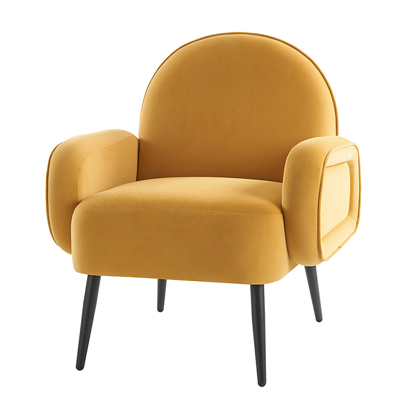 Val Modern Velvet Upholstered Armchair with Adjustable Metal Feet