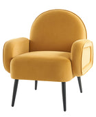 Val Modern Velvet Upholstered Armchair with Adjustable Metal Feet