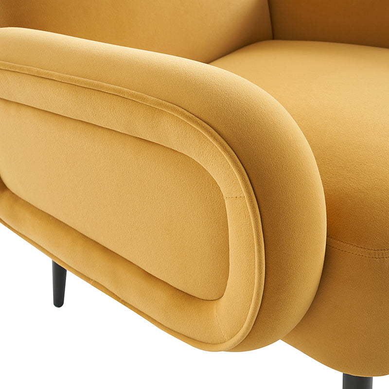 Val Modern Velvet Upholstered Armchair with Adjustable Metal Feet