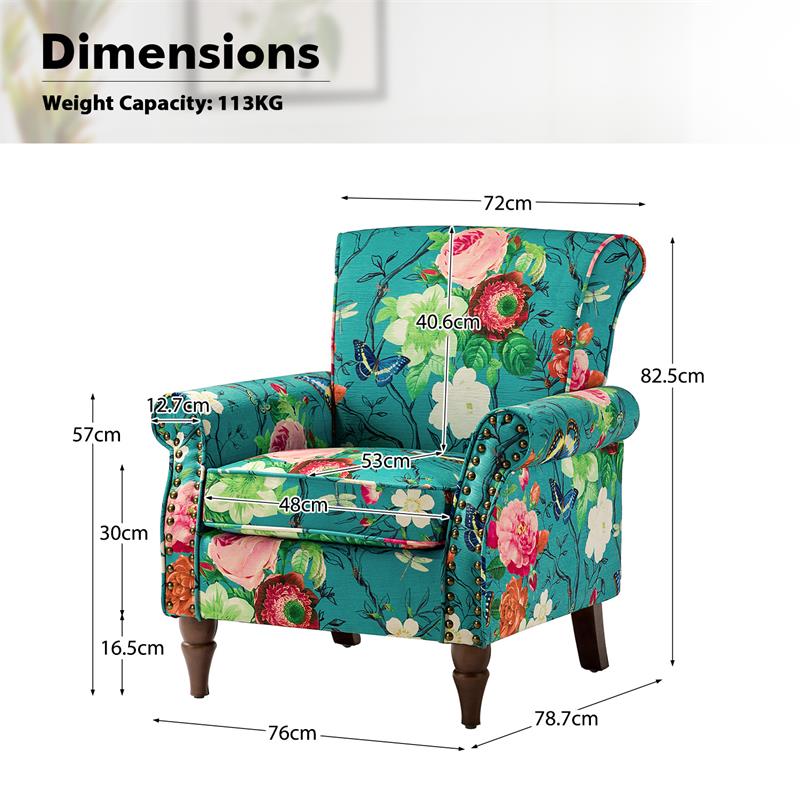 Artemisa Modern Floral Pattern Upholstered Wingback Armchair
