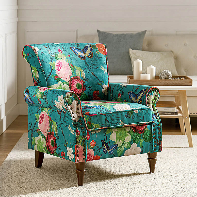 Artemisa Modern Floral Pattern Upholstered Wingback Armchair