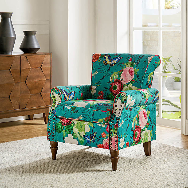 Artemisa Modern Floral Pattern Upholstered Wingback Armchair