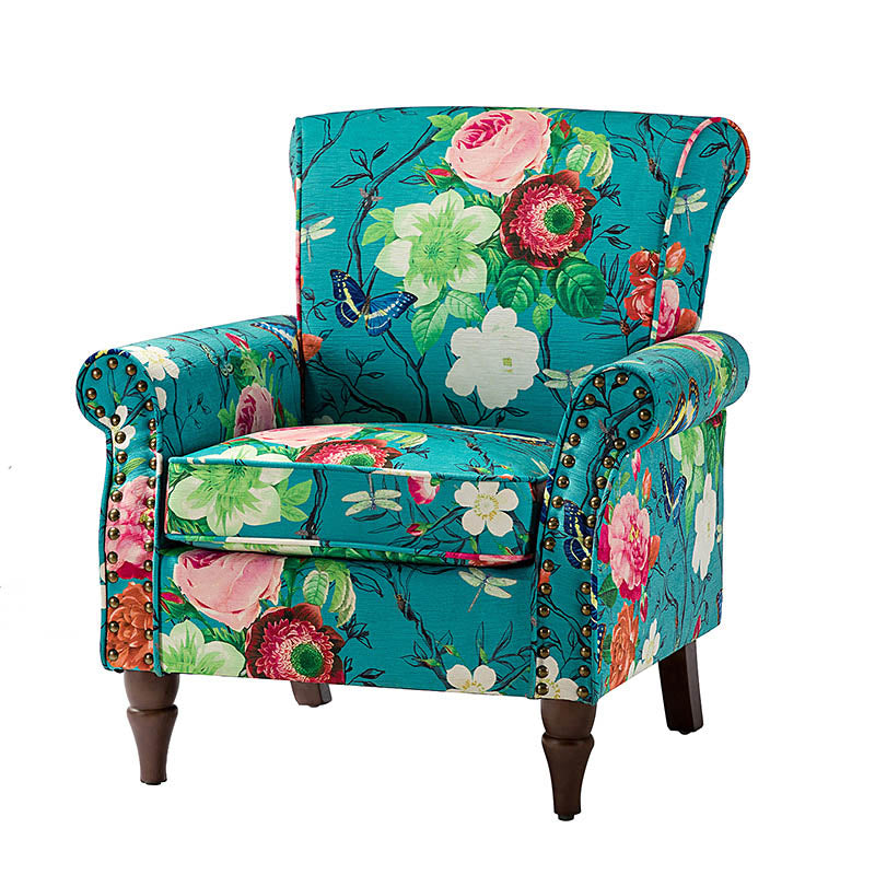 Artemisa Modern Floral Pattern Upholstered Wingback Armchair