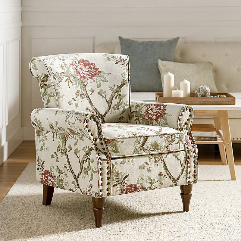 Artemisa Modern Floral Pattern Upholstered Wingback Armchair