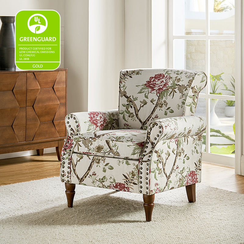 Artemisa Modern Floral Pattern Upholstered Wingback Armchair