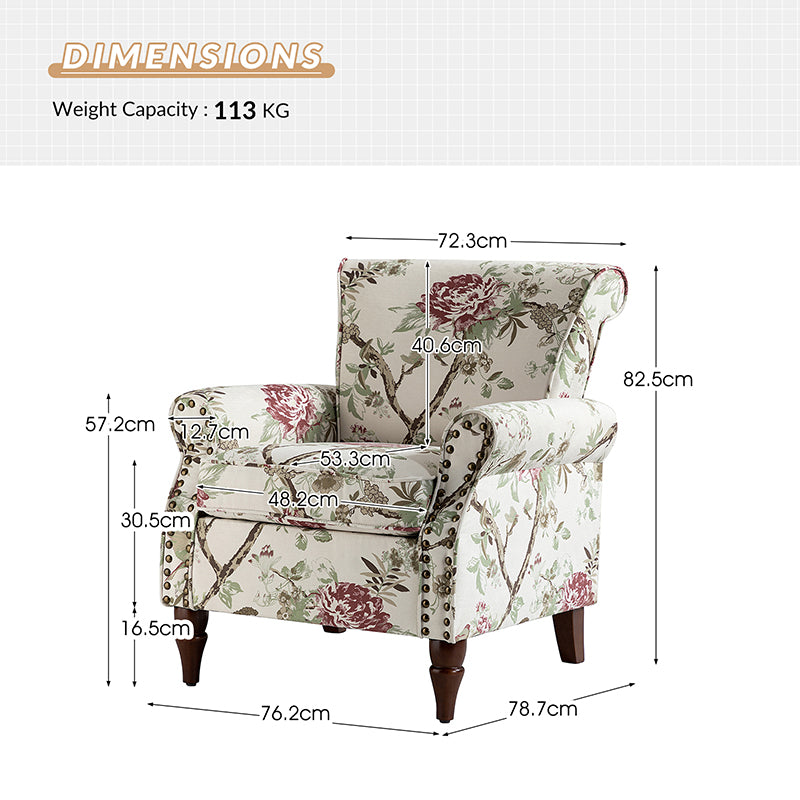 Artemisa Modern Floral Pattern Upholstered Wingback Armchair