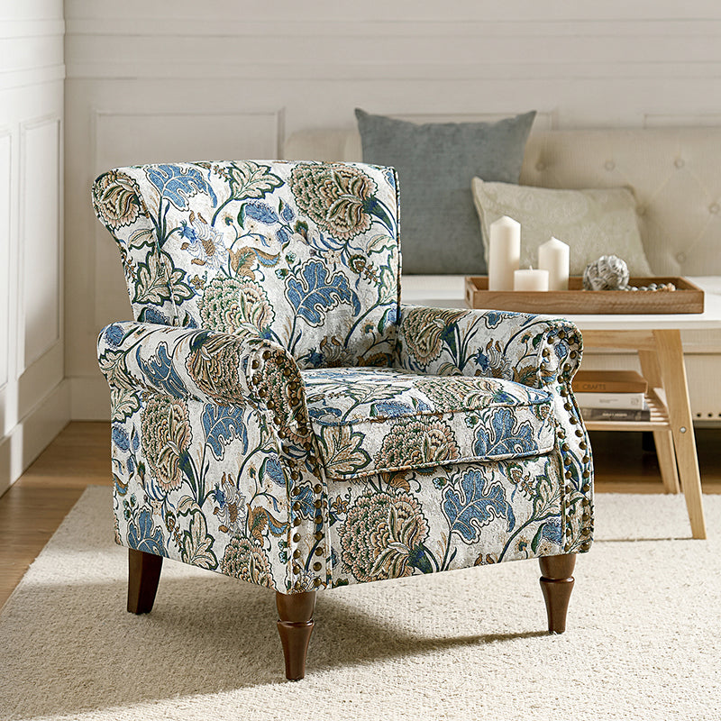 Artemisa Modern Floral Pattern Upholstered Wingback Armchair