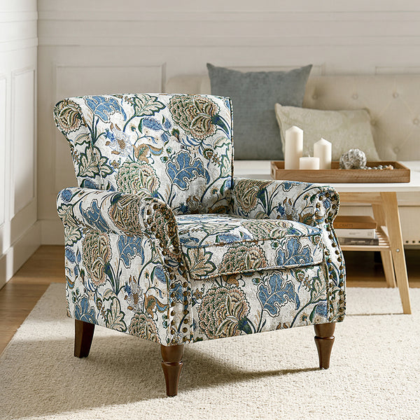 Artemisa Modern Floral Pattern Upholstered Wingback Armchair