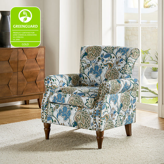 Artemisa Modern Floral Pattern Upholstered Wingback Armchair