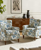 Floral Pattern Upholstered Wingback Armchair
