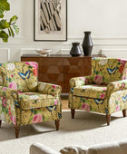 Floral Pattern Upholstered Wingback Armchair