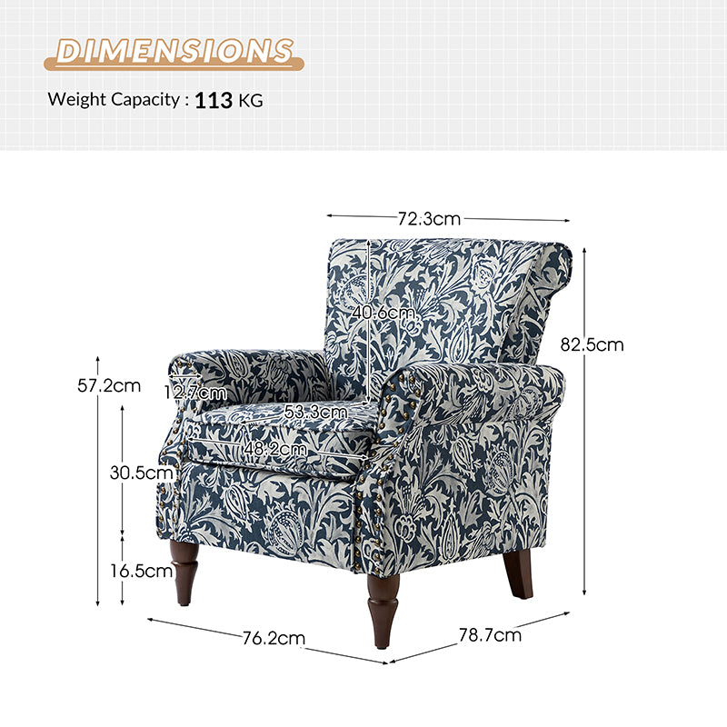 Artemisa Modern Floral Pattern Upholstered Wingback Armchair