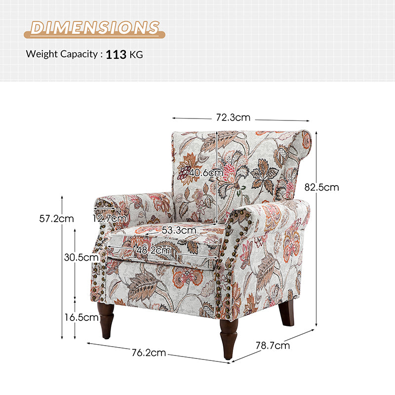 Artemisa Modern Floral Pattern Upholstered Wingback Armchair