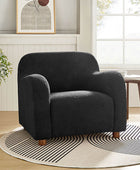 Boucle Upholstered Armchair with Solid Wood Legs