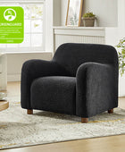 Boucle Upholstered Armchair with Solid Wood Legs