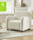 Boucle Upholstered Armchair  with Solid Wood Legs