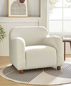 Boucle Upholstered Armchair  with Solid Wood Legs