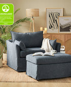 Farmhouse Slipcovered Armchair with Large Ottoman