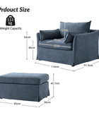Miles Farmhouse Slipcovered Armchair with Large Ottoman