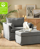 Farmhouse Slipcovered Armchair with Large Ottoman