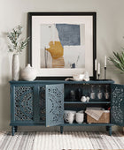 Carved Wood Sideboard with Wine Storage