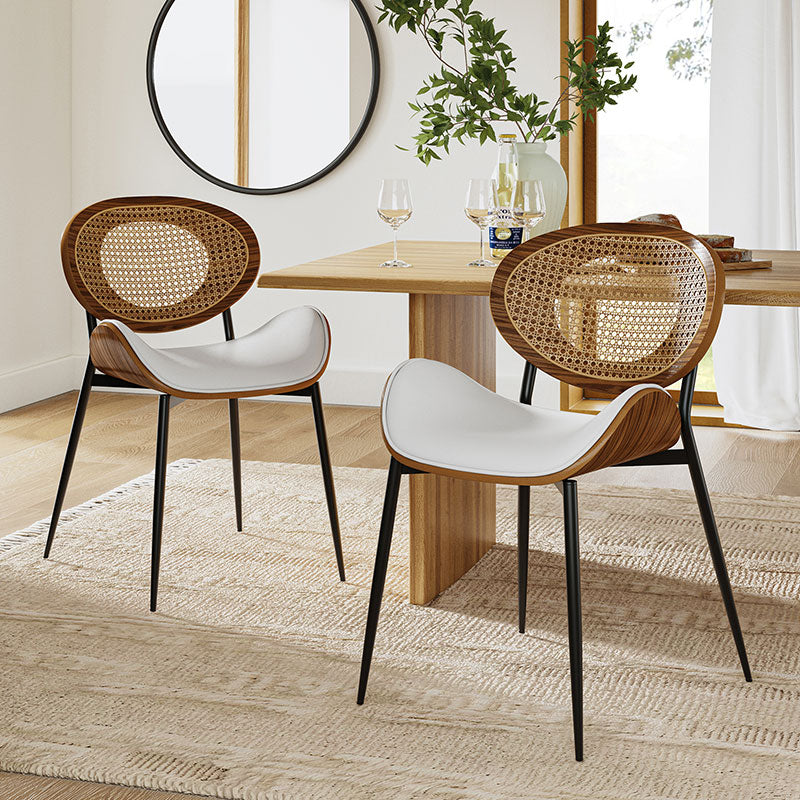 Curved Wood Backrest Cushion Dining Chair Set of 2