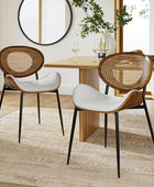 Curved Wood Backrest Cushion Dining Chair Set of 2