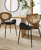 Curved Wood Backrest Cushion Dining Chair Set of 2