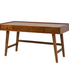 Charlotte Mid-Century Desk with Drawers & Charging Station