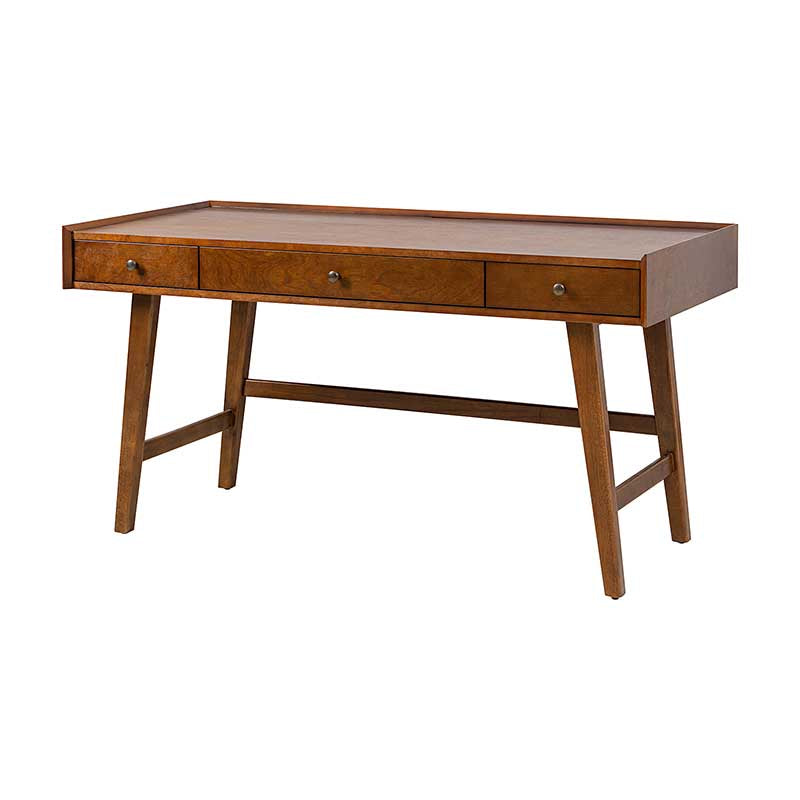 Charlotte Mid-Century Desk with Drawers & Charging Station