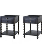 Ira Farmhouse Solid Wood End Table with Built-in Charging Outlets