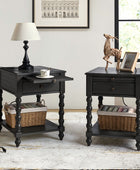 Ira Farmhouse Solid Wood End Table with Built-in Charging Outlets