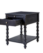 Ira Farmhouse Solid Wood End Table with Built-in Charging Outlets