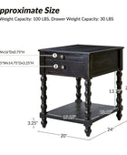 Ira Farmhouse Solid Wood End Table with Built-in Charging Outlets