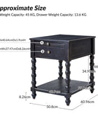 Ira Farmhouse Solid Wood End Table with Built-in Charging Outlets