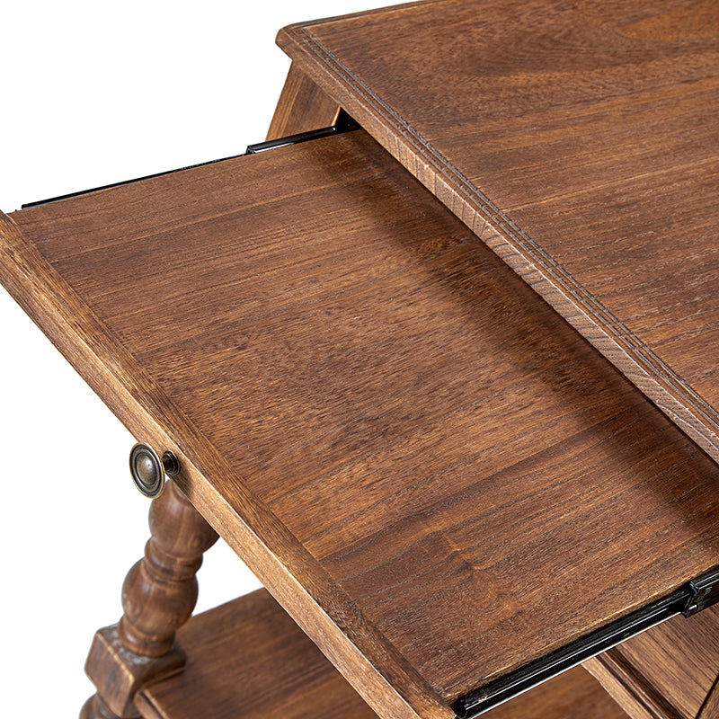 Ira Farmhouse Solid Wood End Table with Built-in Charging Outlets