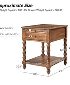 Ira Farmhouse Solid Wood End Table with Built-in Charging Outlets