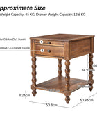 Ira Farmhouse Solid Wood End Table with Built-in Charging Outlets