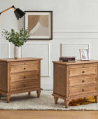 Farmhouse 3-Drawer Nightstand with Shelf & Charging Port
